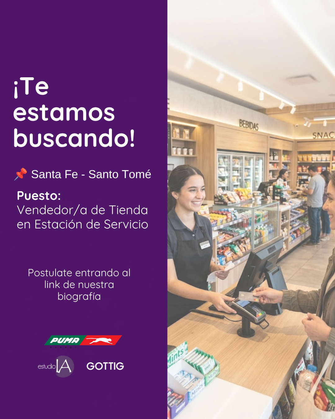 Vendedor/a de Tienda en Estación de Servicio