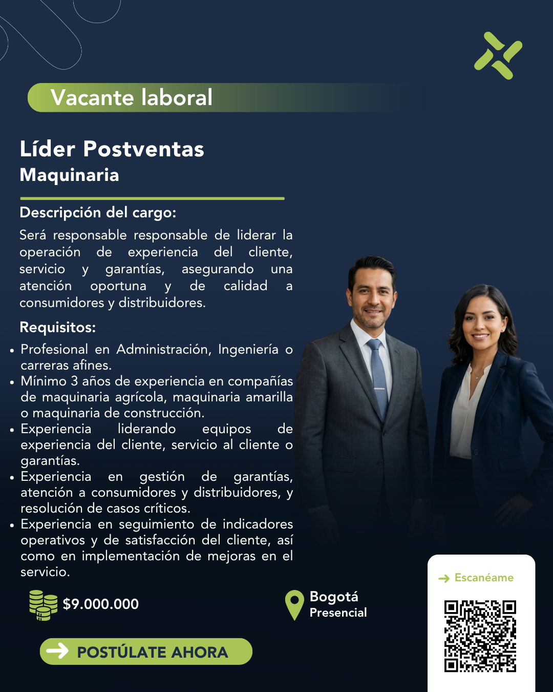 Líder de Postventas - Maquinaria