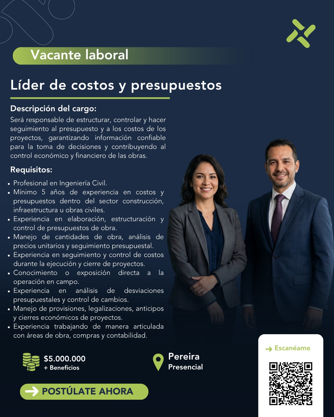 Líder de costos y presupuestos